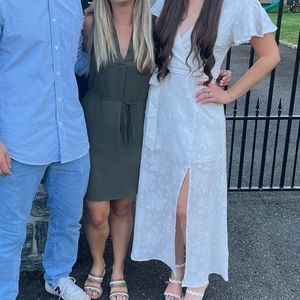 Lulus White Jacquard Short Sleeve Maxi Dress